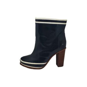 Diane von Furstenberg Women's Black Round-Toes Leather Colorblock Pattern Boots